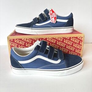 Vans Old Skool V Mens Shoes Size 12 Blue Hook Loop Suede Canvas New *Read